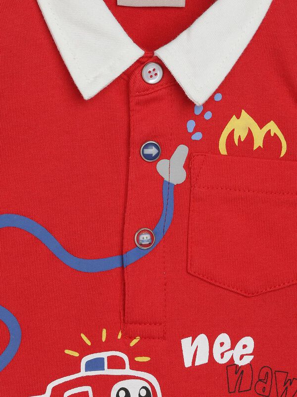 Polo T-Shirt With Print - Firetruck Graphic image number null